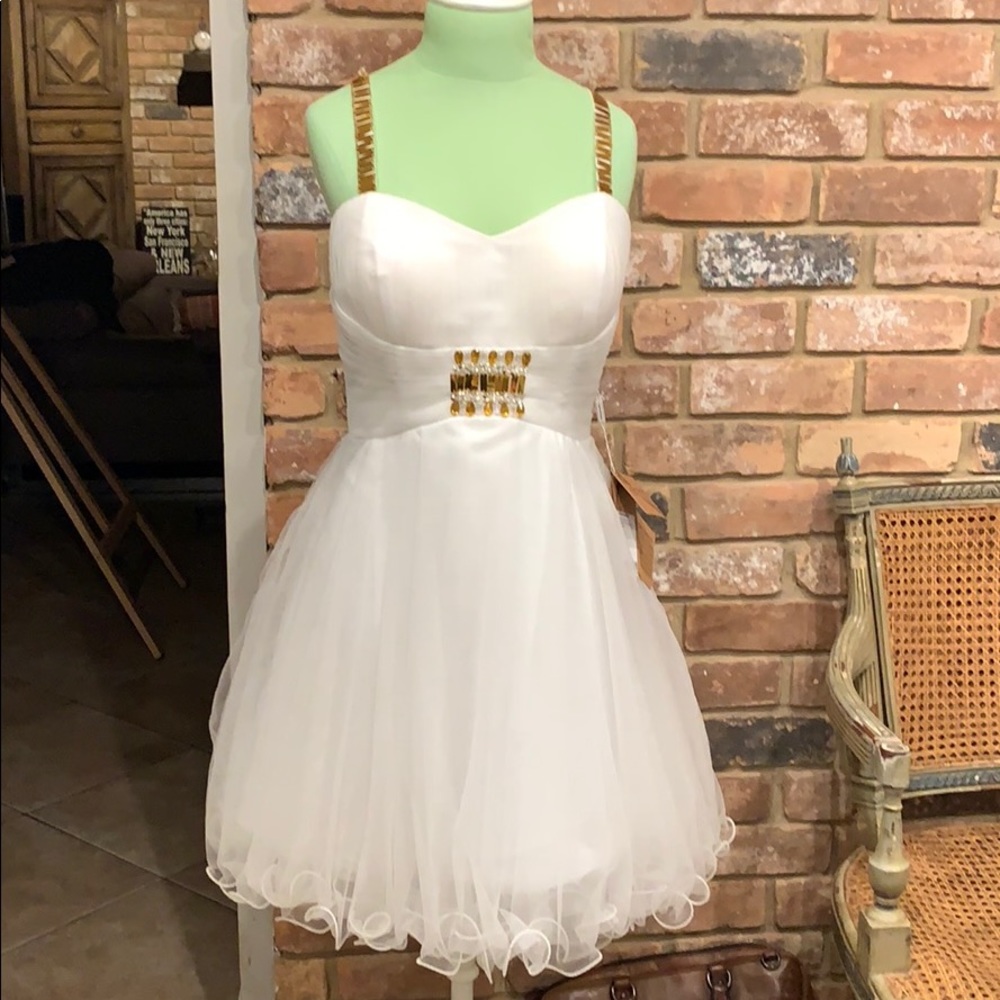 White prom dress or wedding dress.